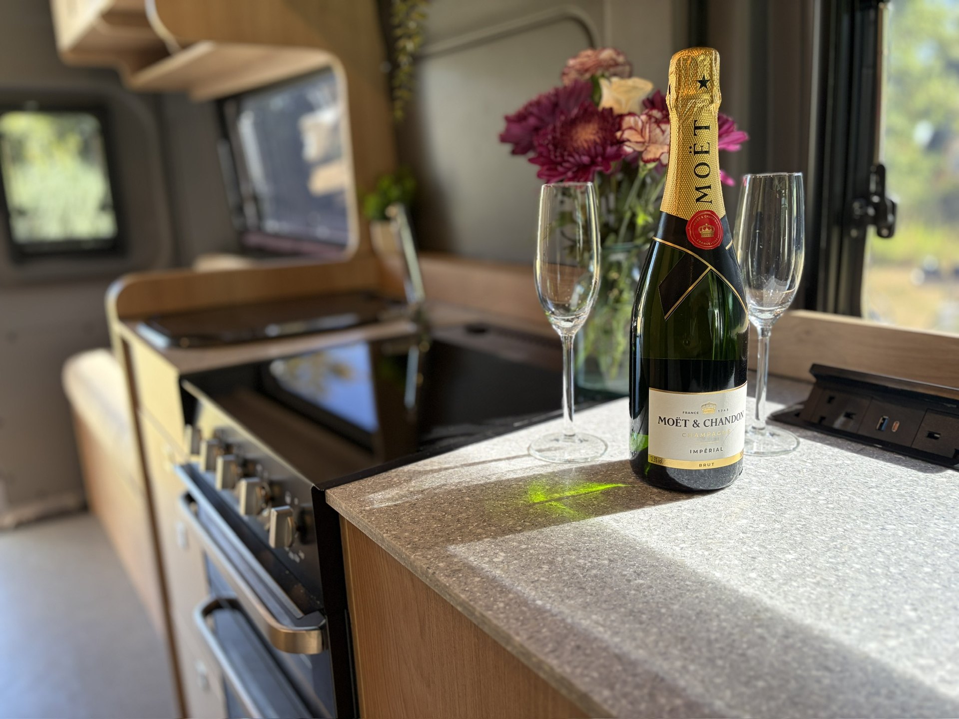 Bossway Origin rear lounge with U-shape seating and Smart TV