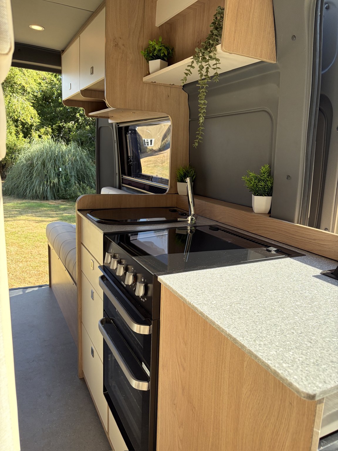 Bossway Origin rear lounge viewed through rear doors